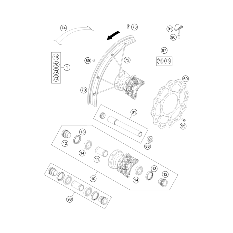 VUE ECLATEE ROUE AVANT HUSQVARNA 85 TC 17/14 2026